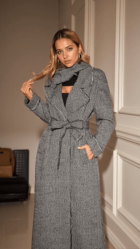 MIKAEL COLLAR HOUNDSTOOTH COAT