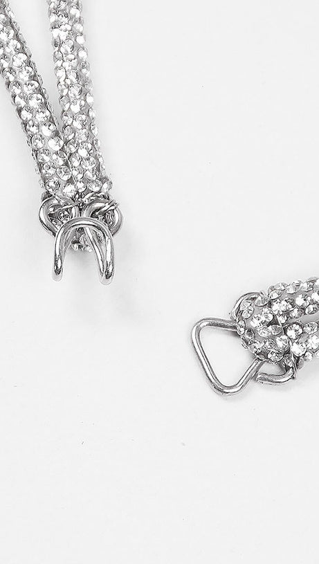 RHINESTONE EMBELLISHED SILK BRA TOP IN SILVER