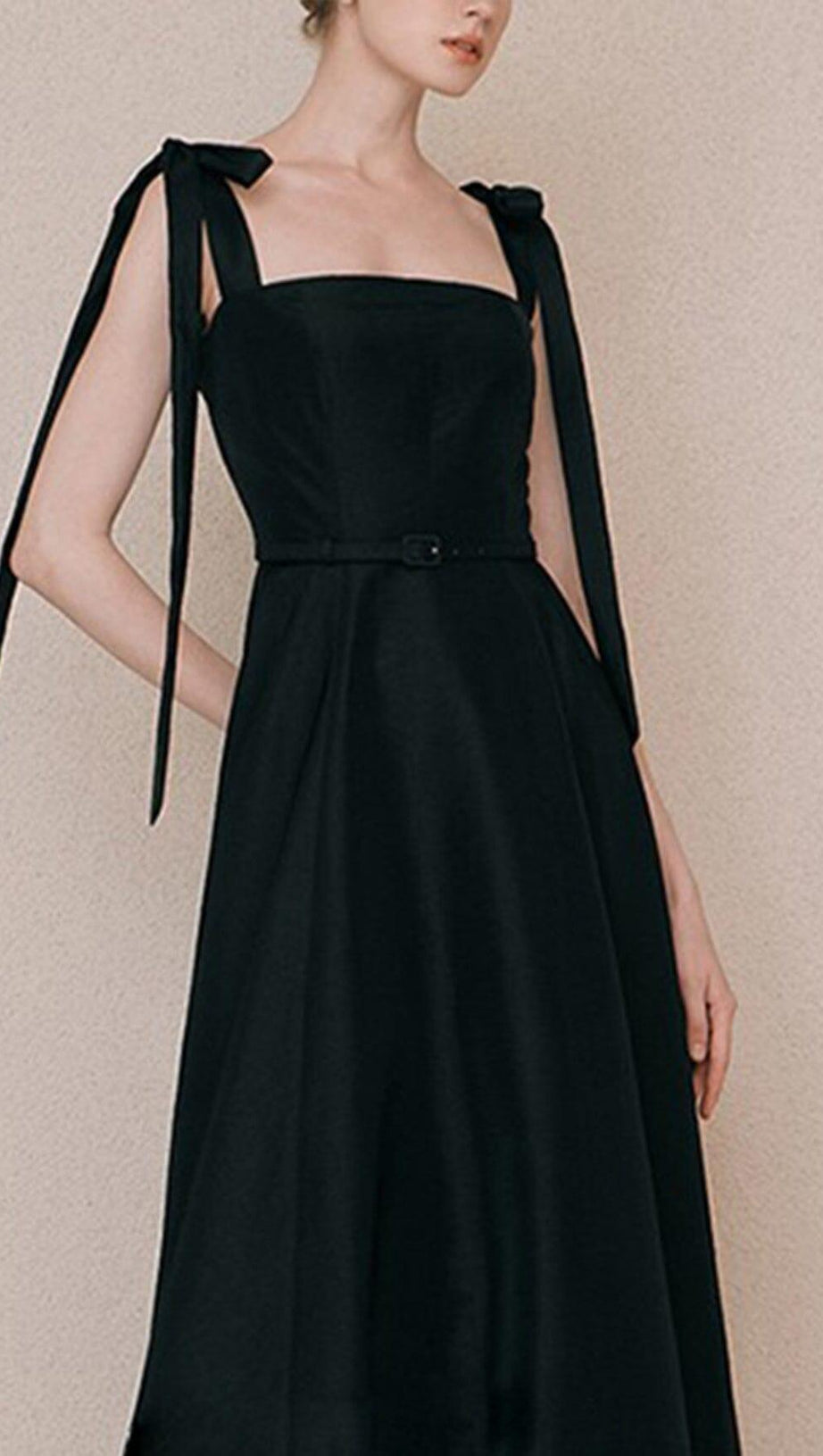 TIE SUSPENDER DRESS IN BLACK