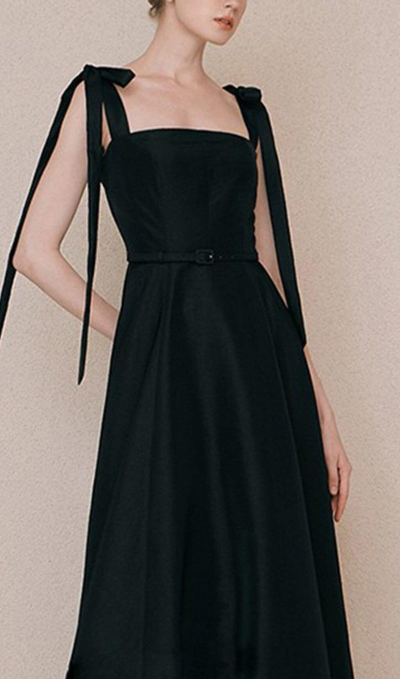 TIE SUSPENDER DRESS IN BLACK