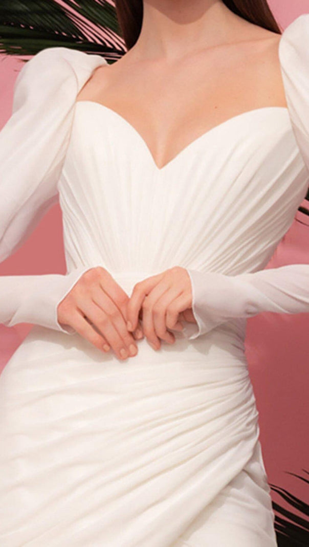 AIIZIE PLEATED BUTTOCK DRESS IN WHITE - product image