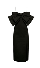 BOW SUSPENDER DRESS IN BLACK