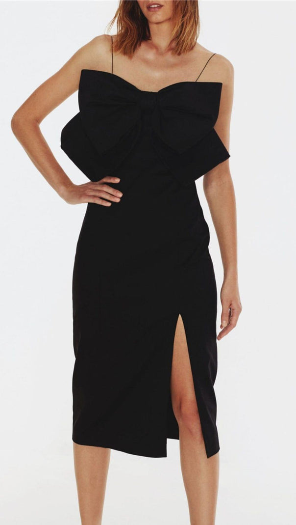 AIIZIE BOW SUSPENDER DRESS IN BLACK - product image