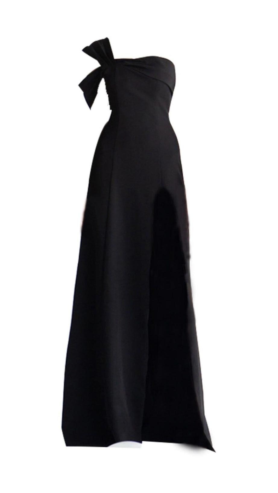 ONE-SHOULDER MOP DRESS IN BLACK