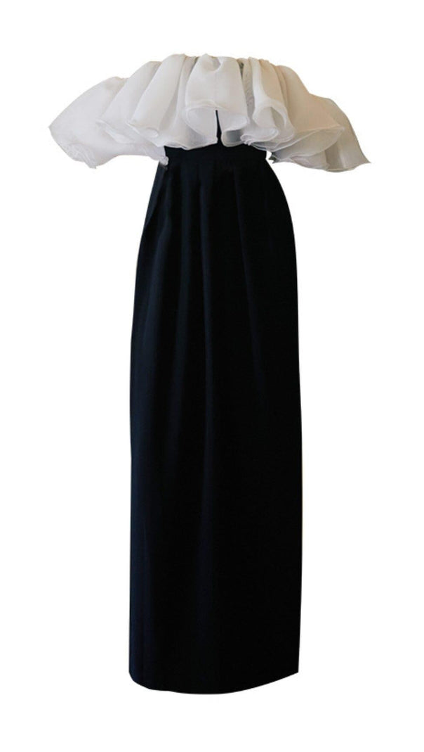 AIIZIE STITCHED OFF-THE-SHOULDER SLIM DRESS IN BLACK - product image
