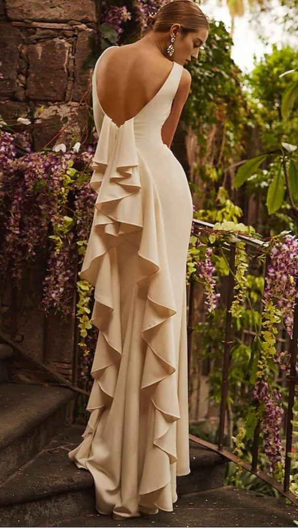 AIIZIE LAMINATED RUFFLE SLEEVELESS DRESS IN WHITE - product image
