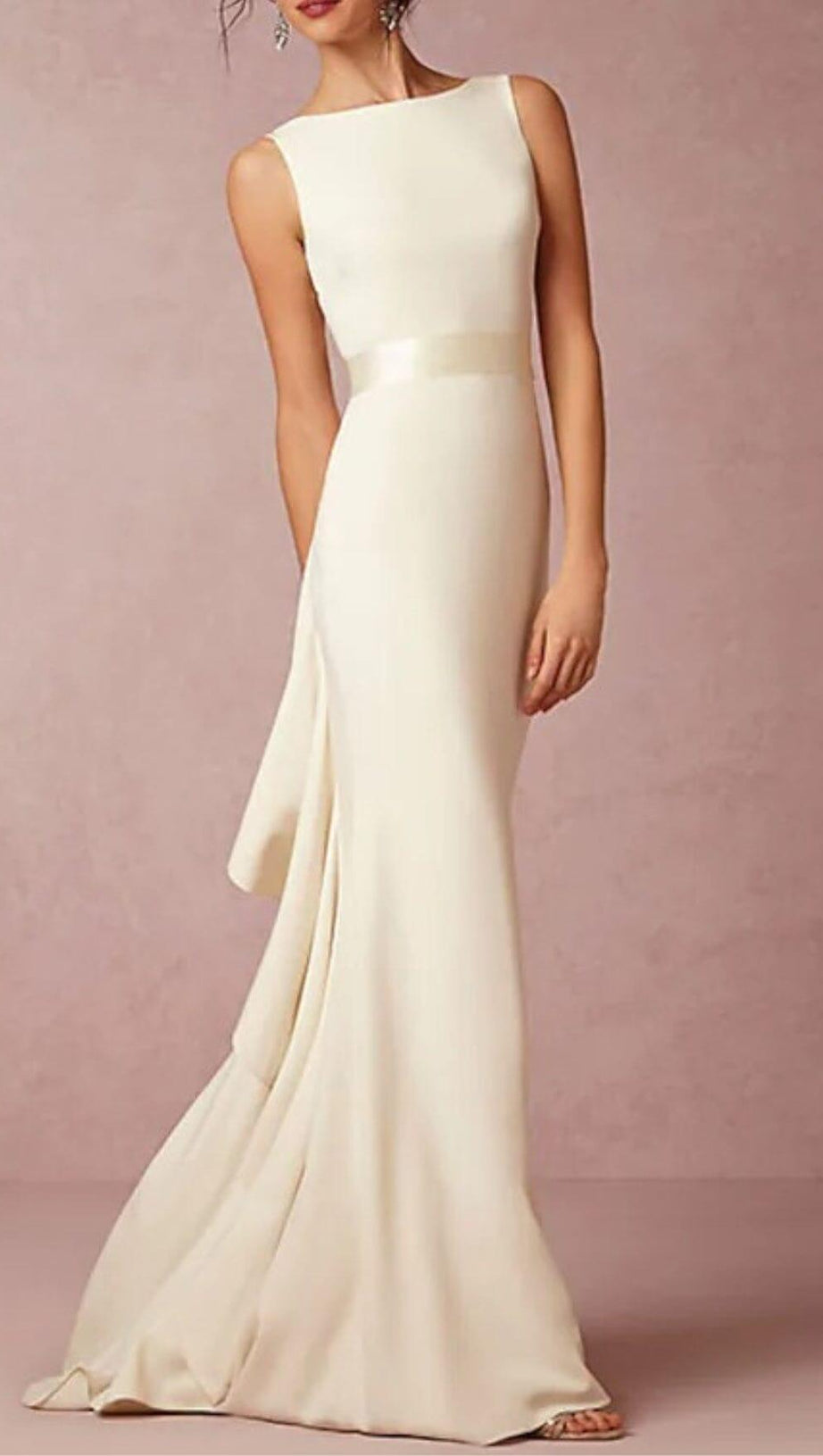 LAMINATED RUFFLE SLEEVELESS DRESS IN WHITE