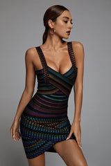 RAINBOW BANDAGE MINI DRESS