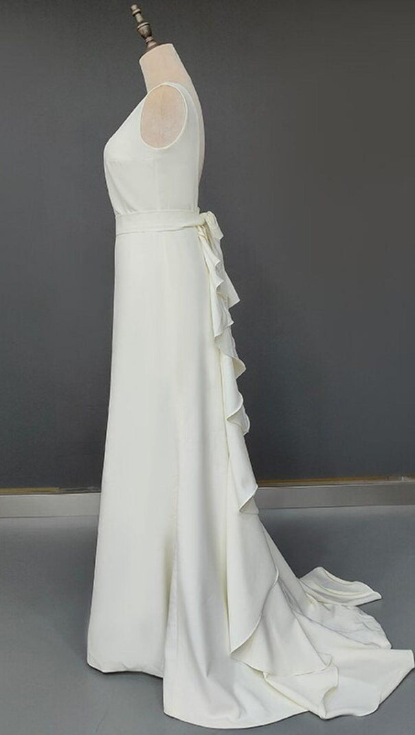 AIIZIE LAMINATED RUFFLE SLEEVELESS DRESS IN WHITE - product image