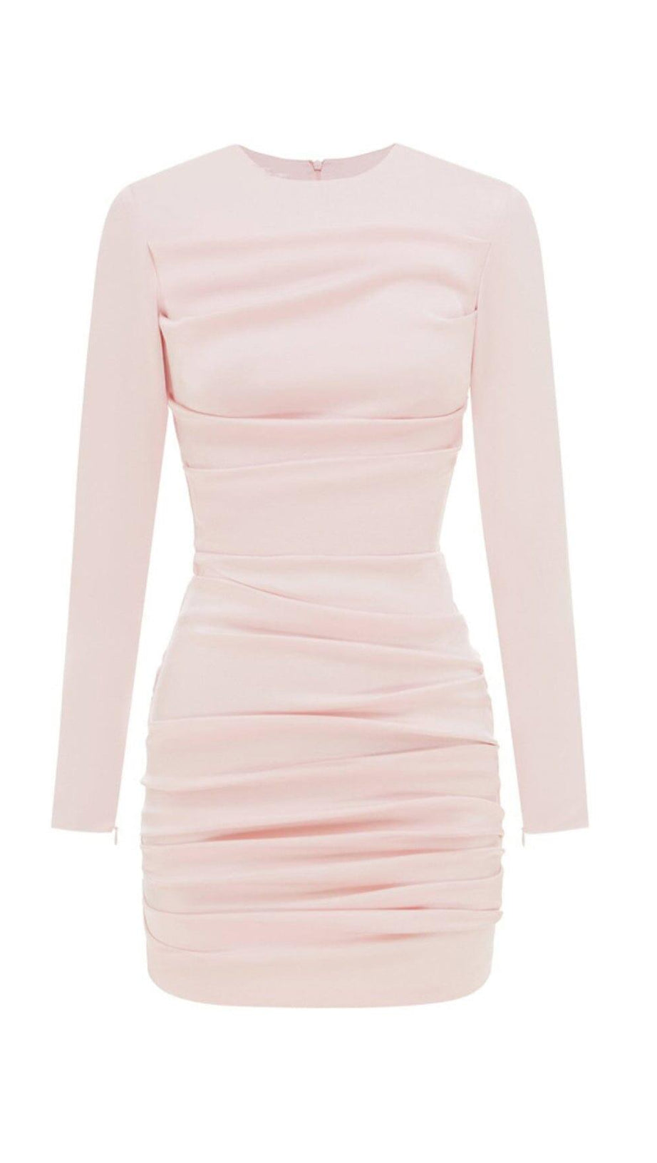PLEATED SLIM-FIT DRESS IN NUDE PINK