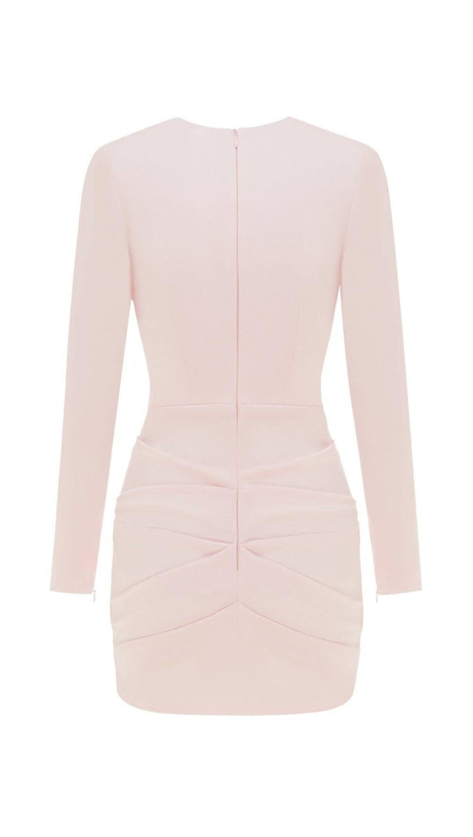 PLEATED SLIM-FIT DRESS IN NUDE PINK