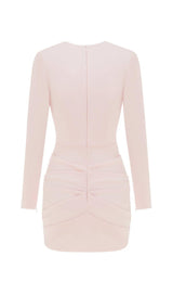 PLEATED SLIM-FIT DRESS IN NUDE PINK