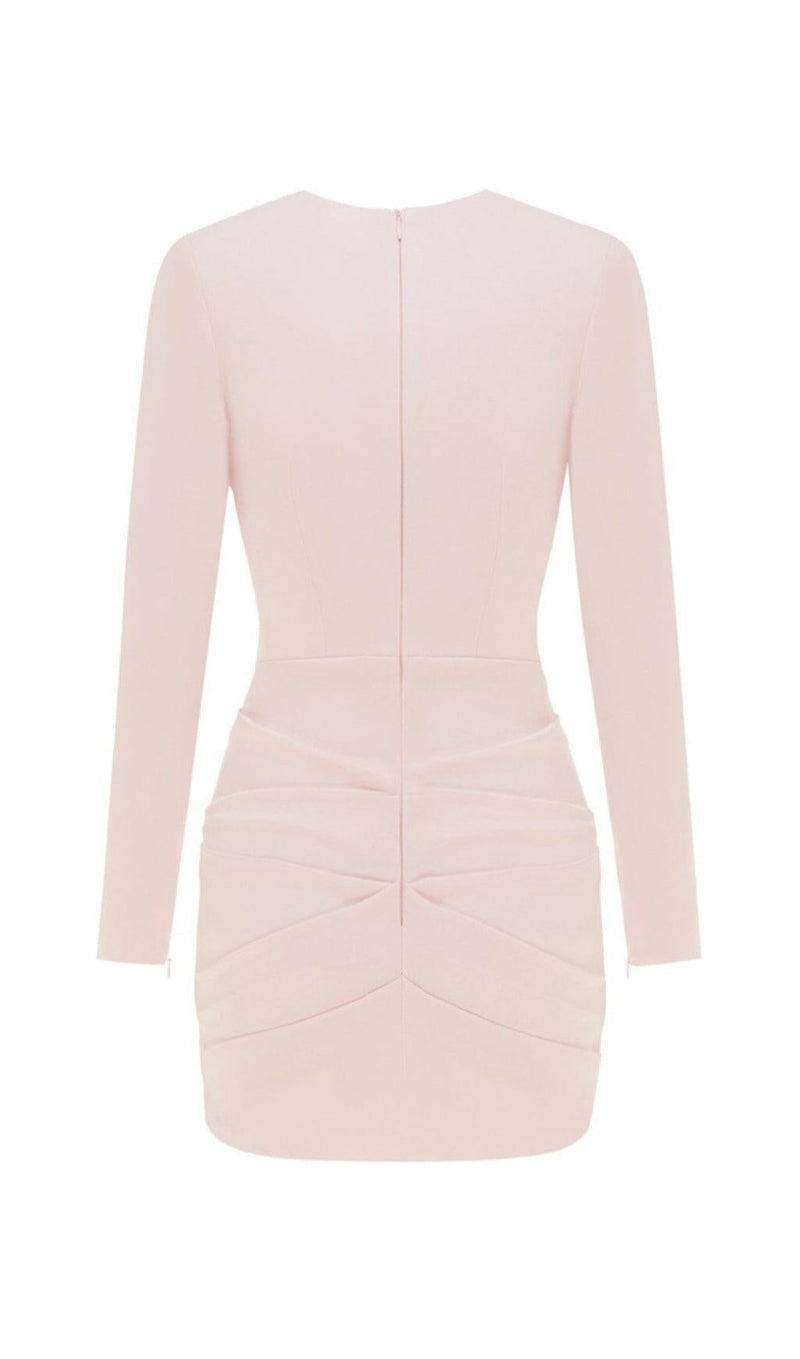 PLEATED SLIM-FIT DRESS IN NUDE PINK