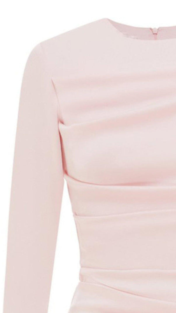AIIZIE PLEATED SLIM-FIT DRESS IN NUDE PINK - product image