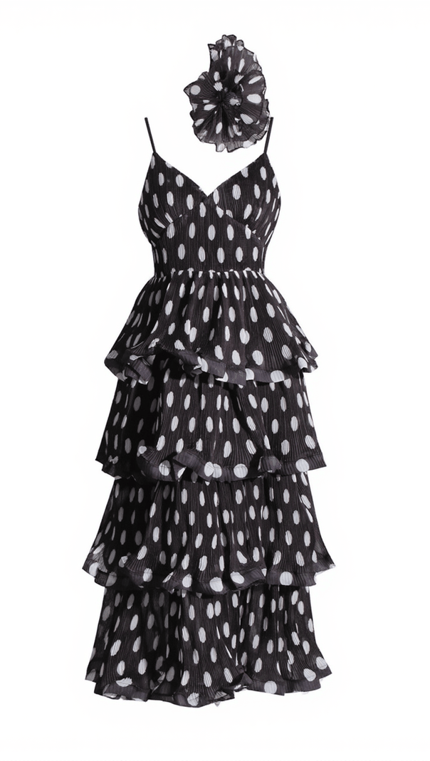 AIIZIE ILARIA SPAGHETTI DOT TIERED DRESS - product image