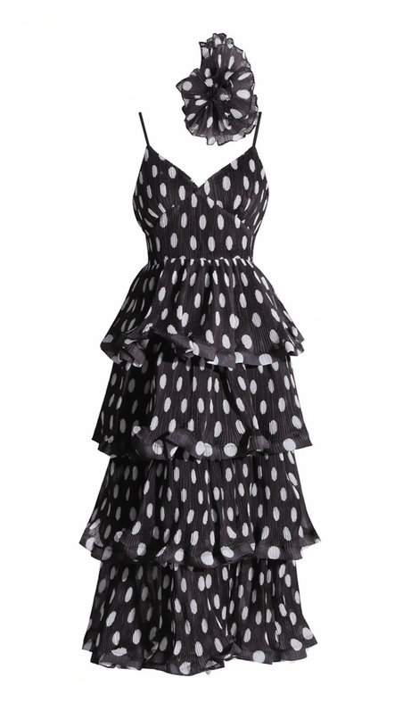 Ilaria Spaghetti-Punkt-Stufenkleid