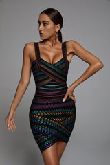 RAINBOW BANDAGE MINI DRESS