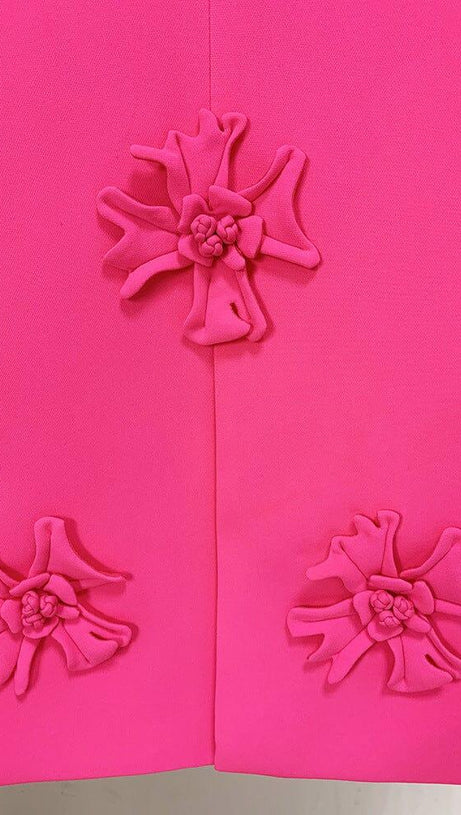 DOUBLE-BREASTED THREE DIMENSIONAL FLORAL SUIT JACKET IN PINK
