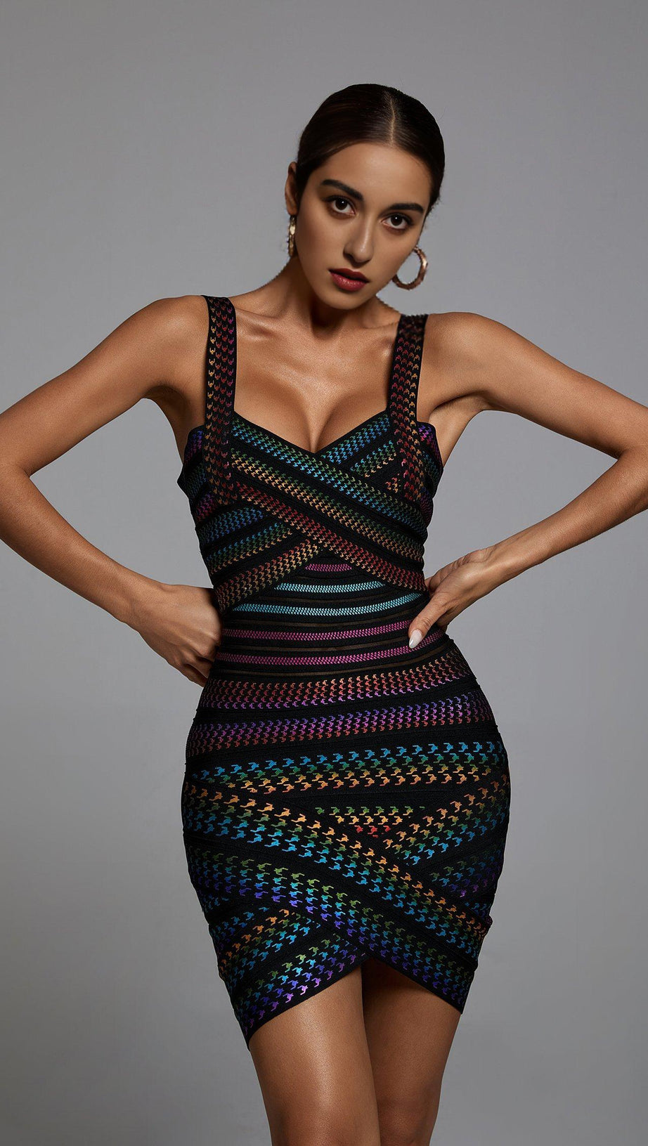 MINI ABITO CON BENDAGGI ARCOBALENO 