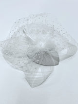 Vlad Feather Mesh Cocktail Hat In White