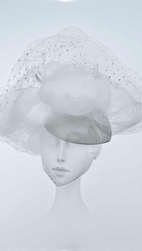 AIIZIE VLAD FEATHER MESH COCKTAIL HAT IN WHITE - product image