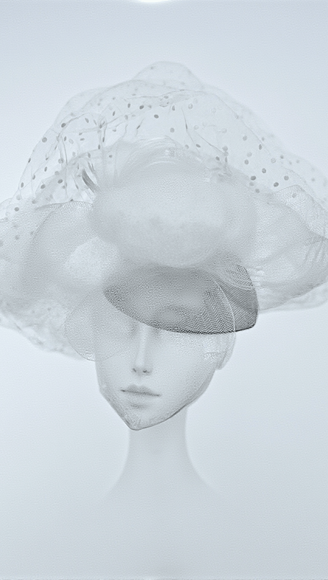 CAPPELLO DA COCKTAIL IN RETE DI PIUME VLAD BIANCO