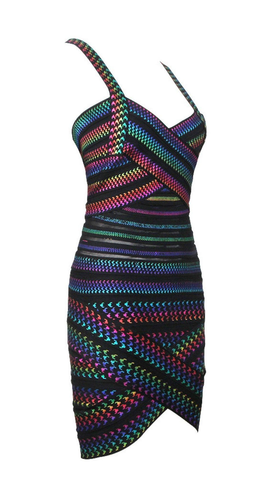 MINI ABITO CON BENDAGGI ARCOBALENO 