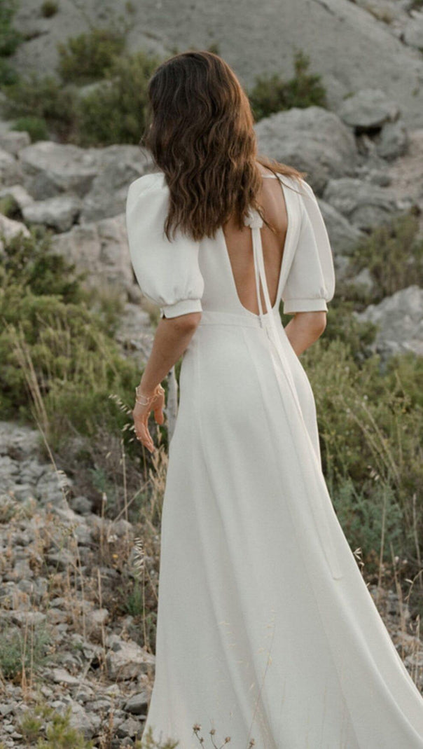 AIIZIE DEEP V HIGH SPLIT MAXI DRESS IN WHITE - product image