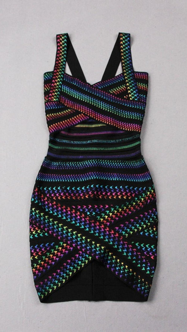 MINI ABITO CON BENDAGGI ARCOBALENO 