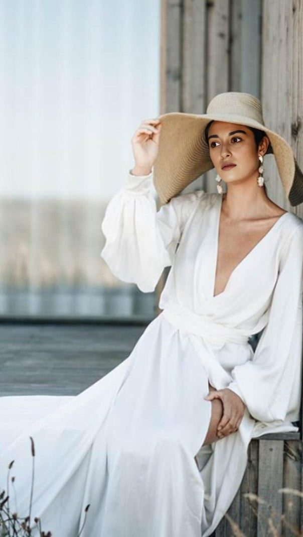 AIIZIE SLIPPERY MAXI DRESS IN WHITE - product image