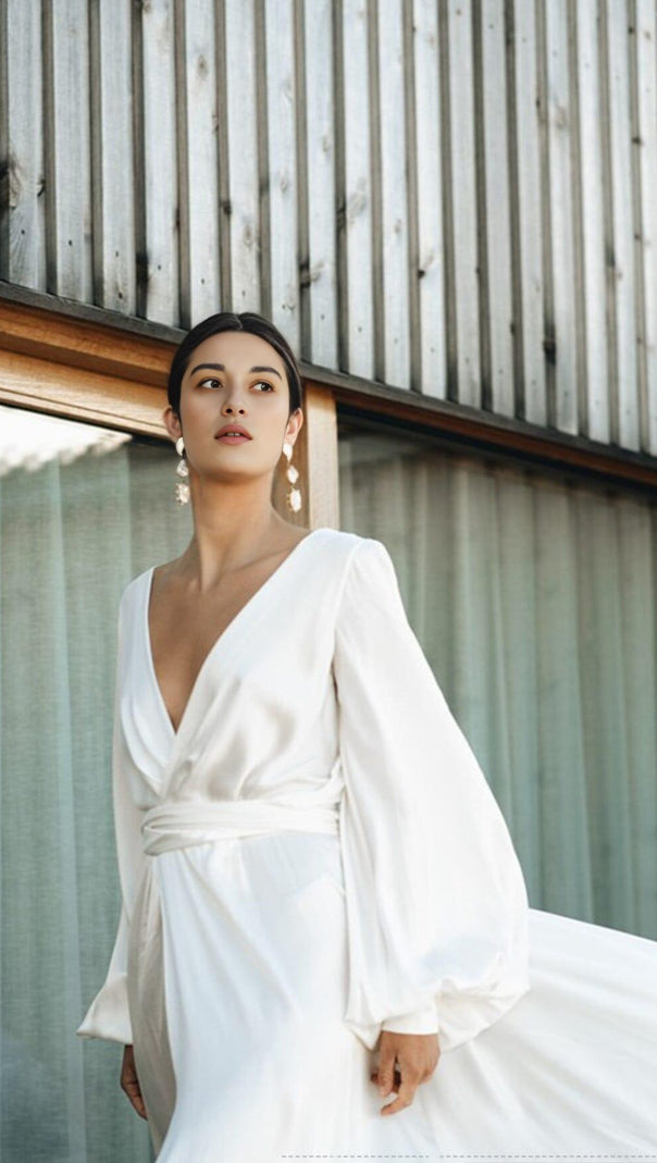 AIIZIE SLIPPERY MAXI DRESS IN WHITE - product image