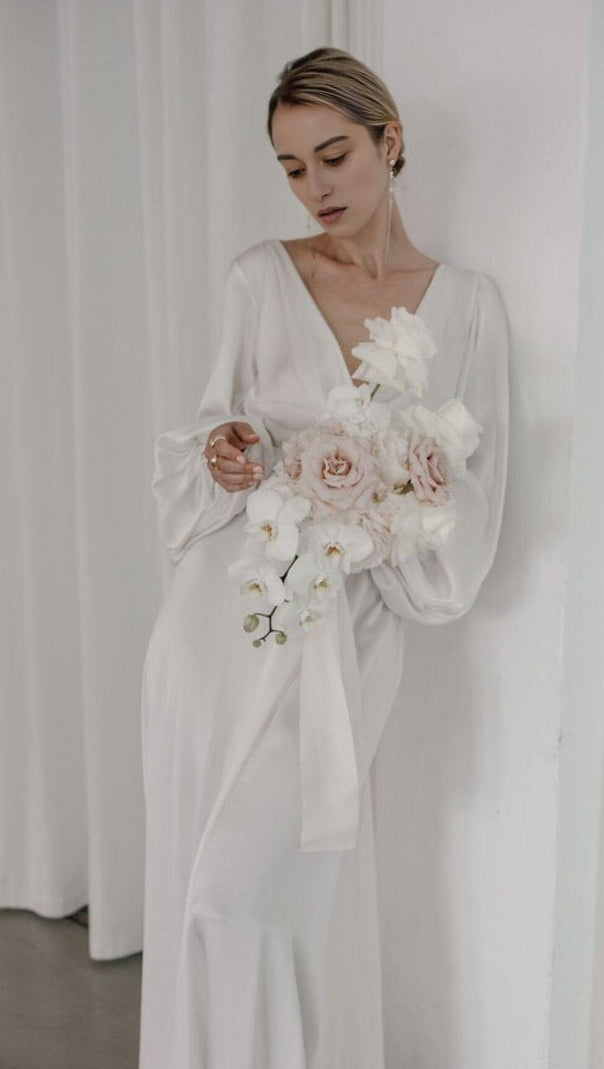AIIZIE SLIPPERY MAXI DRESS IN WHITE - product image