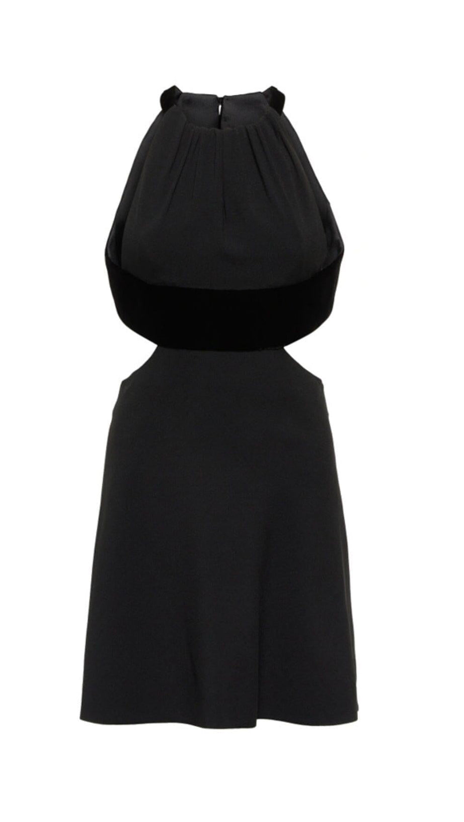 HANGING NECK BACKLESS WAIST HOLLOWED OUT DRESS IN BLACK