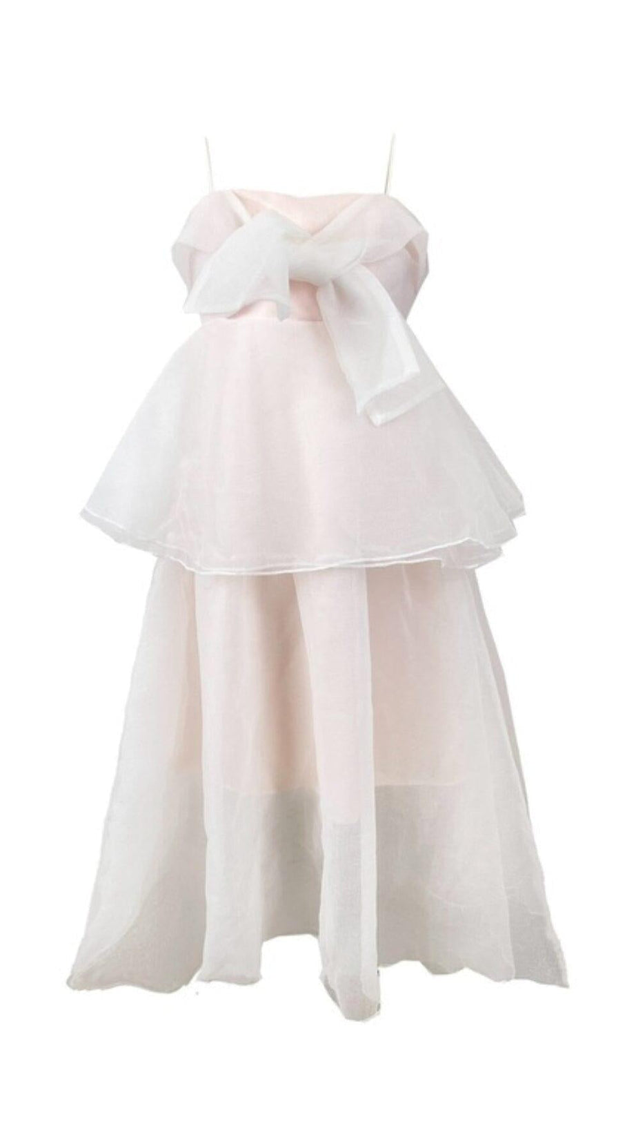 SUSPENDER BOW STRAPLESS SEERSUCKER DRESS IN WHITE