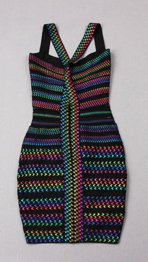 MINI ABITO CON BENDAGGI ARCOBALENO 
