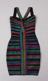 RAINBOW BANDAGE MINI DRESS