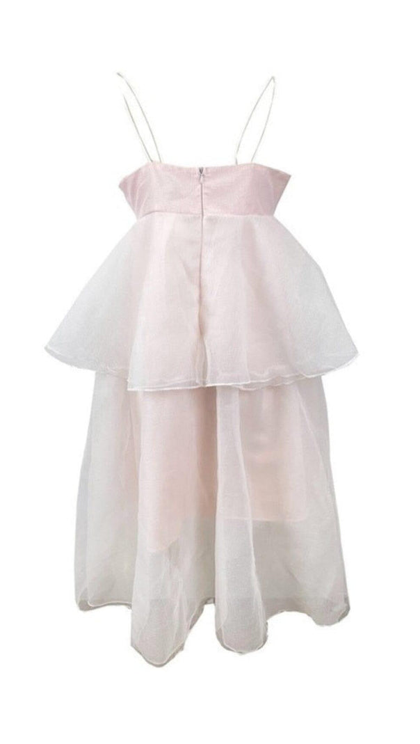 AIIZIE SUSPENDER BOW STRAPLESS SEERSUCKER DRESS IN WHITE - product image