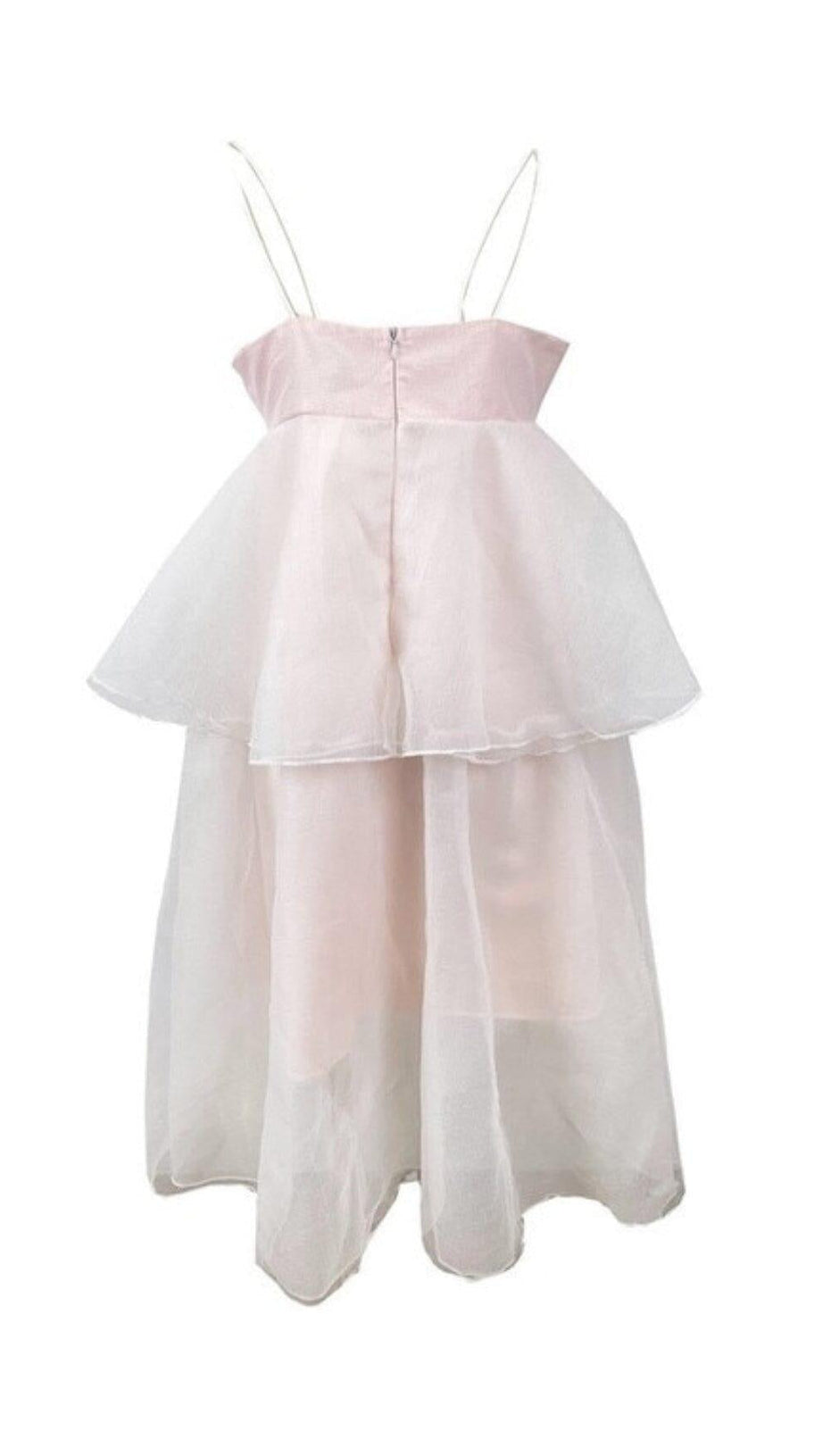 SUSPENDER BOW STRAPLESS SEERSUCKER DRESS IN WHITE