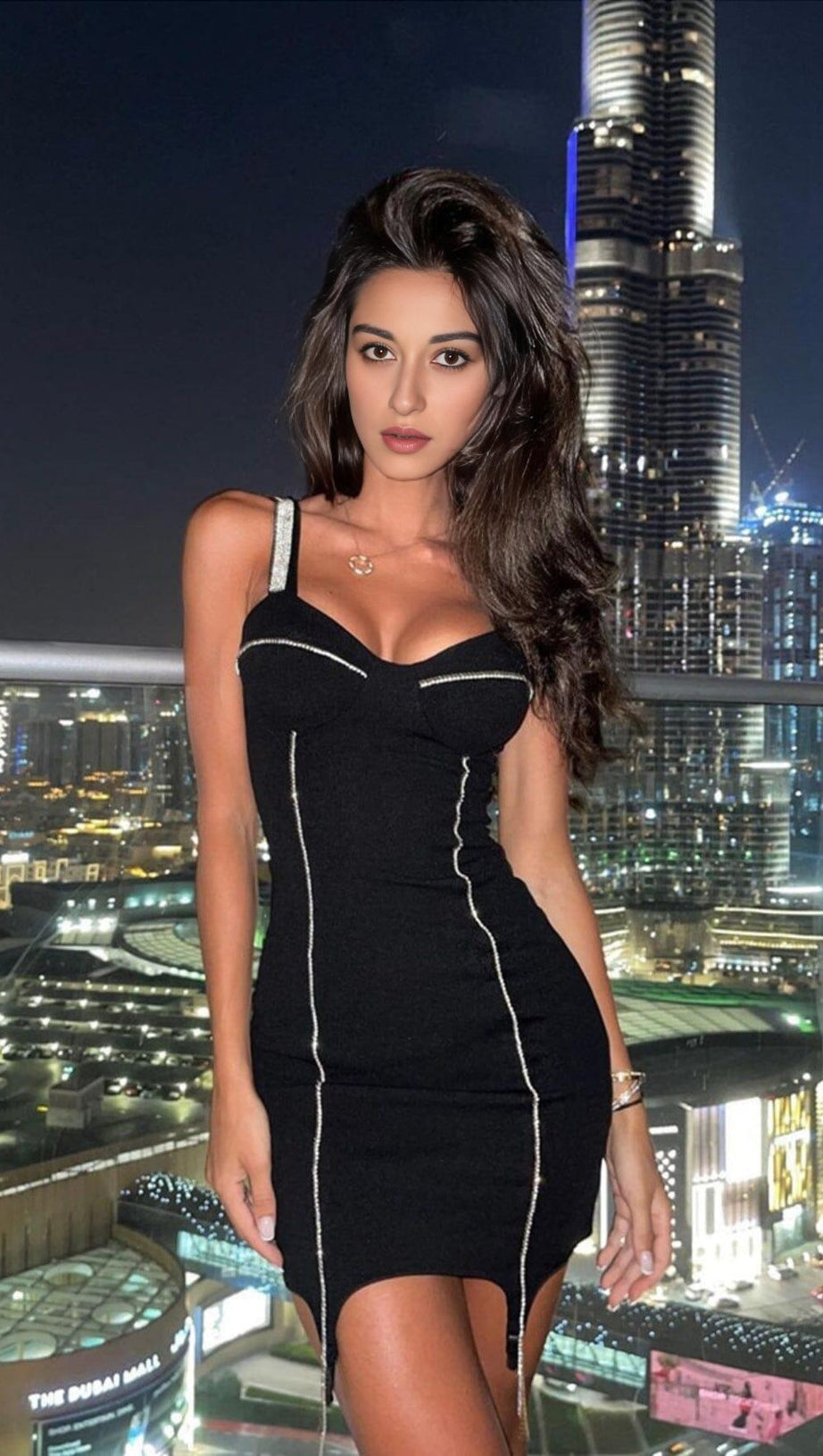 BANDAGE WITH DIAMONDS SEXY HALTER MINI DRESS IN BLACK