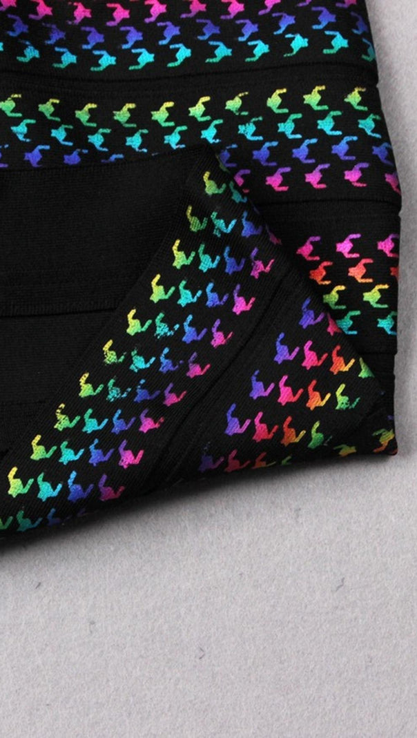 MINI ABITO CON BENDAGGI ARCOBALENO 