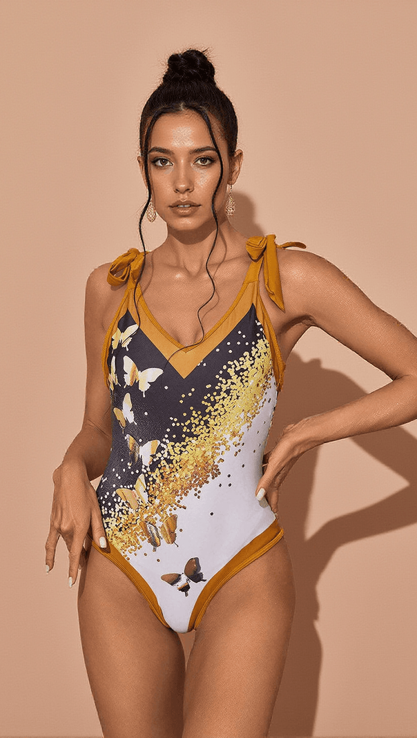 AIIZIE BUFFY SWIMWEAR TWO PIECE SET IN KHAKI - product image