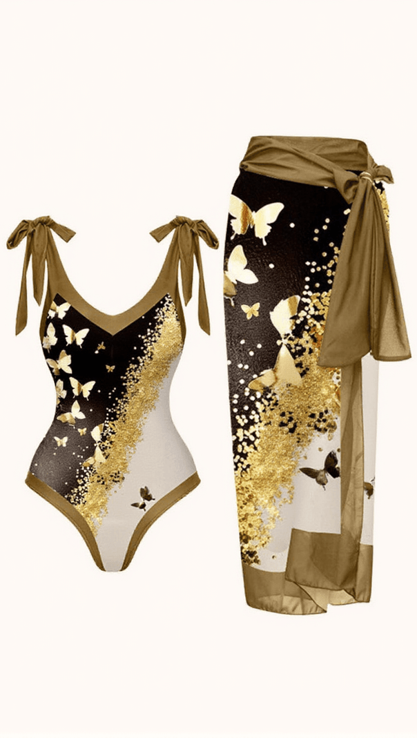 AIIZIE BUFFY SWIMWEAR TWO PIECE SET IN KHAKI - product image