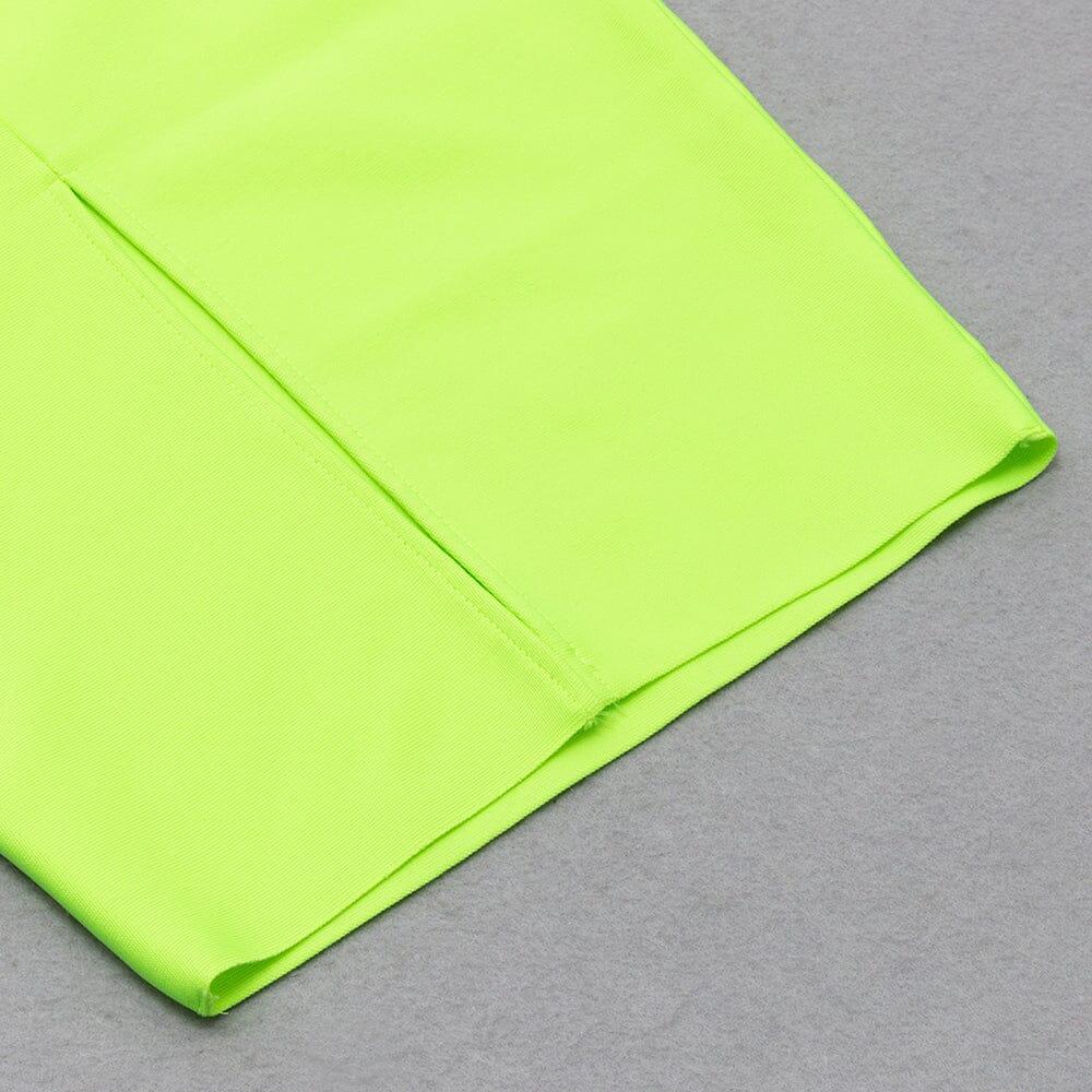 AIIZIE FLUORESCENT GREEN WAIST CUT-OUT SLIM-FIT DRESS - product image