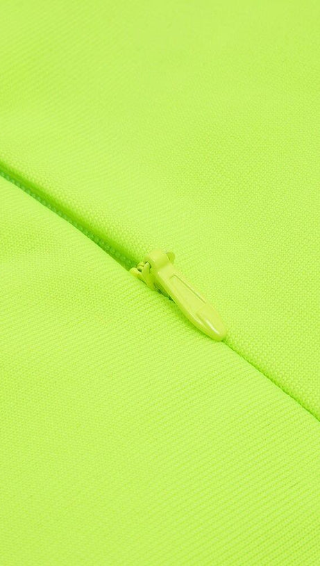 FLUORESCENT GREEN WAIST CUT-OUT SLIM-FIT DRESS
