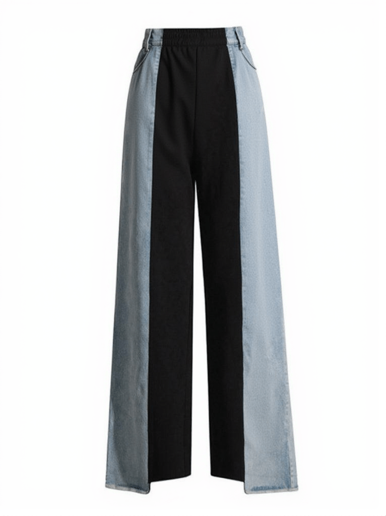 AIIZIE SAGERA PATCHWORK CONTRAST COLOR DENIM PANTS - product image