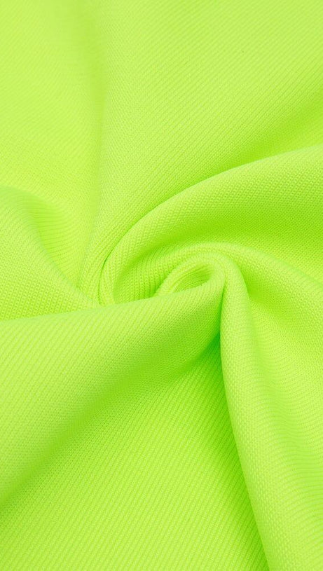 FLUORESCENT GREEN WAIST CUT-OUT SLIM-FIT DRESS