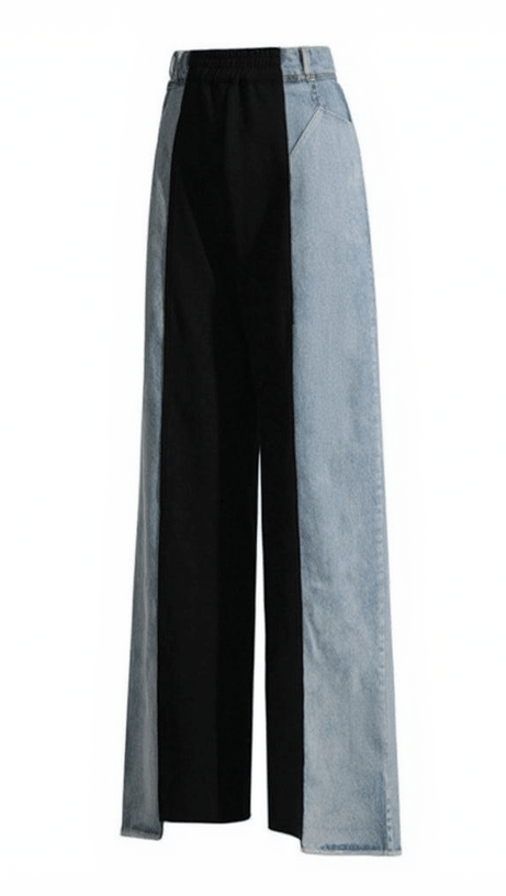 SAGERA PATCHWORK CONTRAST COLOR DENIM PANTS