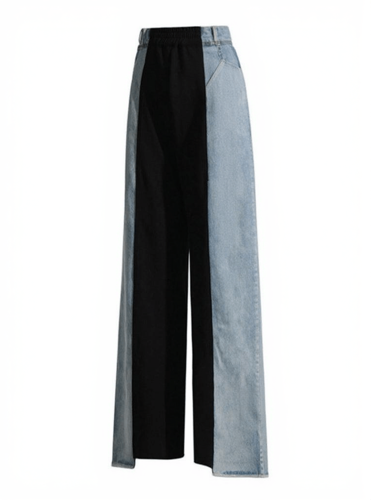 AIIZIE SAGERA PATCHWORK CONTRAST COLOR DENIM PANTS - product image