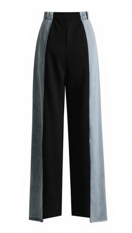 SAGERA PATCHWORK CONTRAST COLOR DENIM PANTS