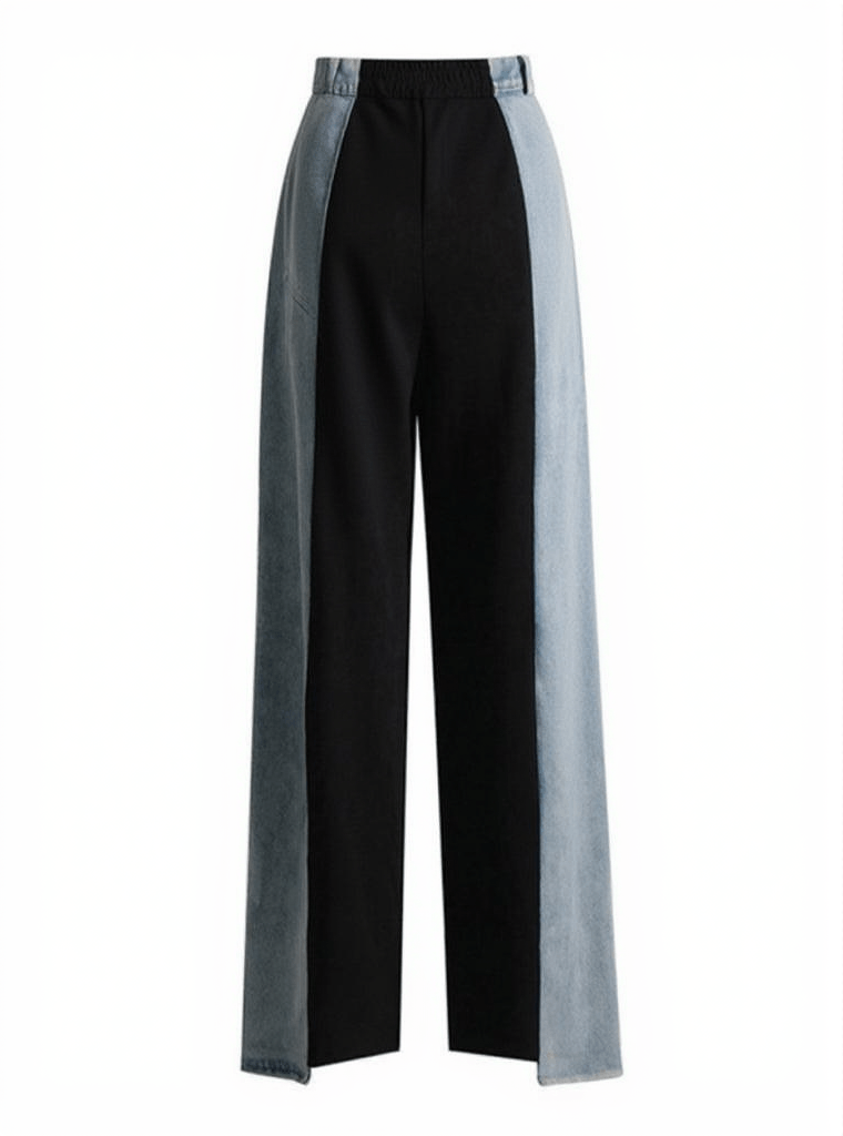 AIIZIE SAGERA PATCHWORK CONTRAST COLOR DENIM PANTS - product image